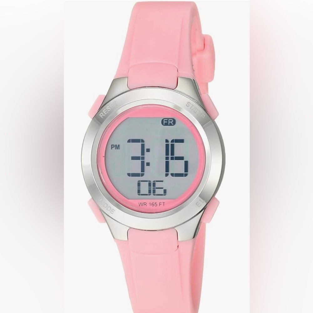 Amazon Essentials Women's Pink Digital Chronograph Resin Strap Watch NIB